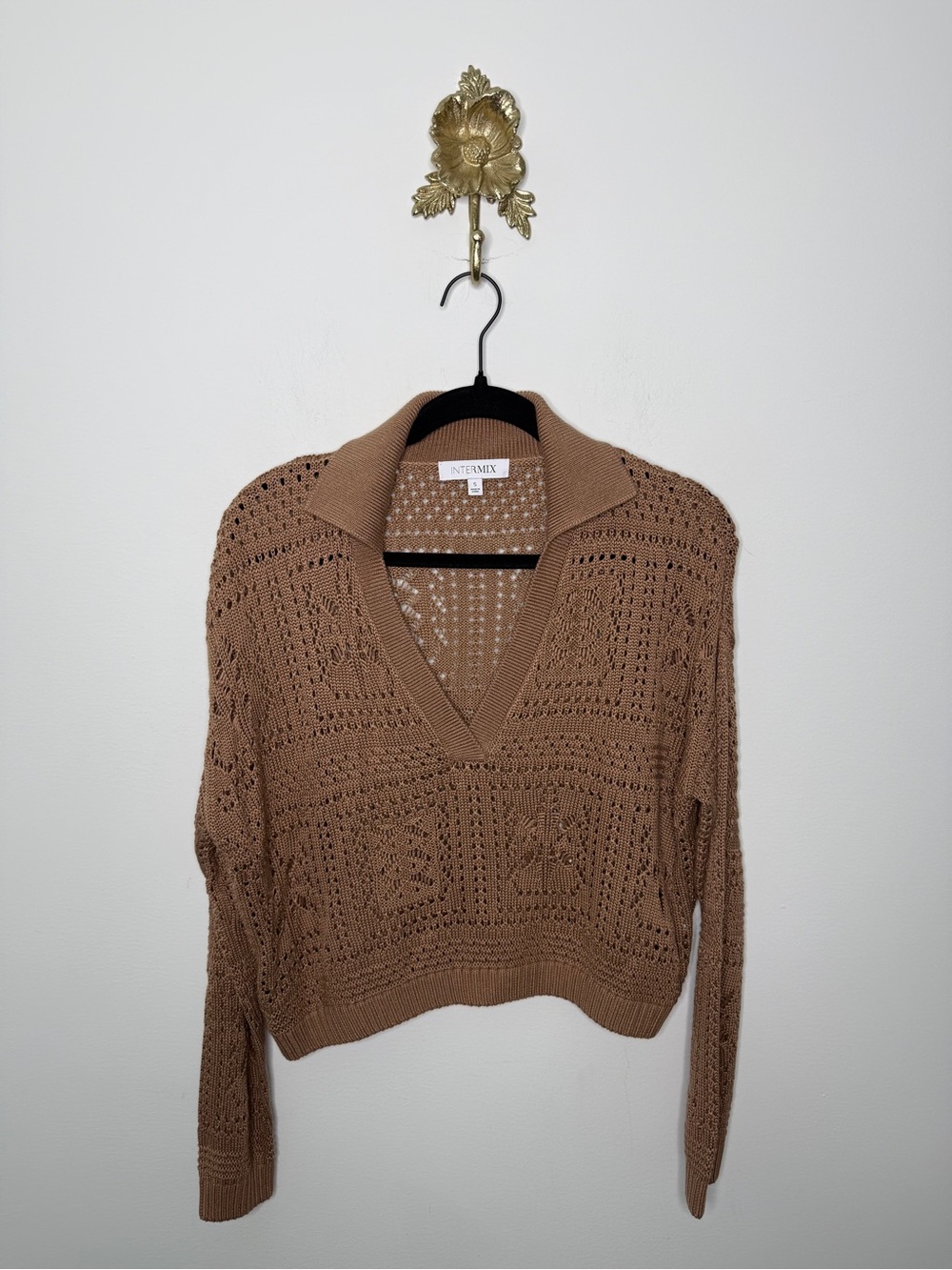Intermix Suki Pointelle Polo Sweater S
